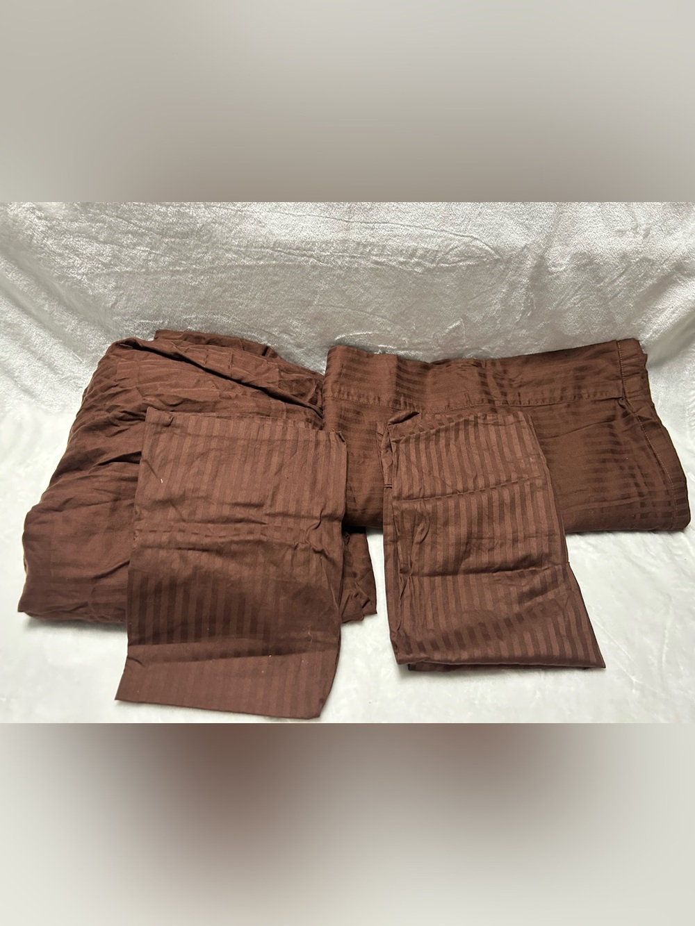 brown striped organic cotton queen sheets set fitted flat sheet 2 pillowcases